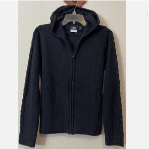 Izod Approved Schoolwear Girls XL (16) Plus Blue Knit Zip-Up Hooded Sweater